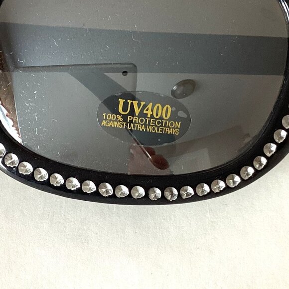Elton John Style Sunglasses Black With Rhinestones Oversized Big Round Lenses - Picture 2 of 9